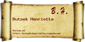 Butsek Henrietta névjegykártya